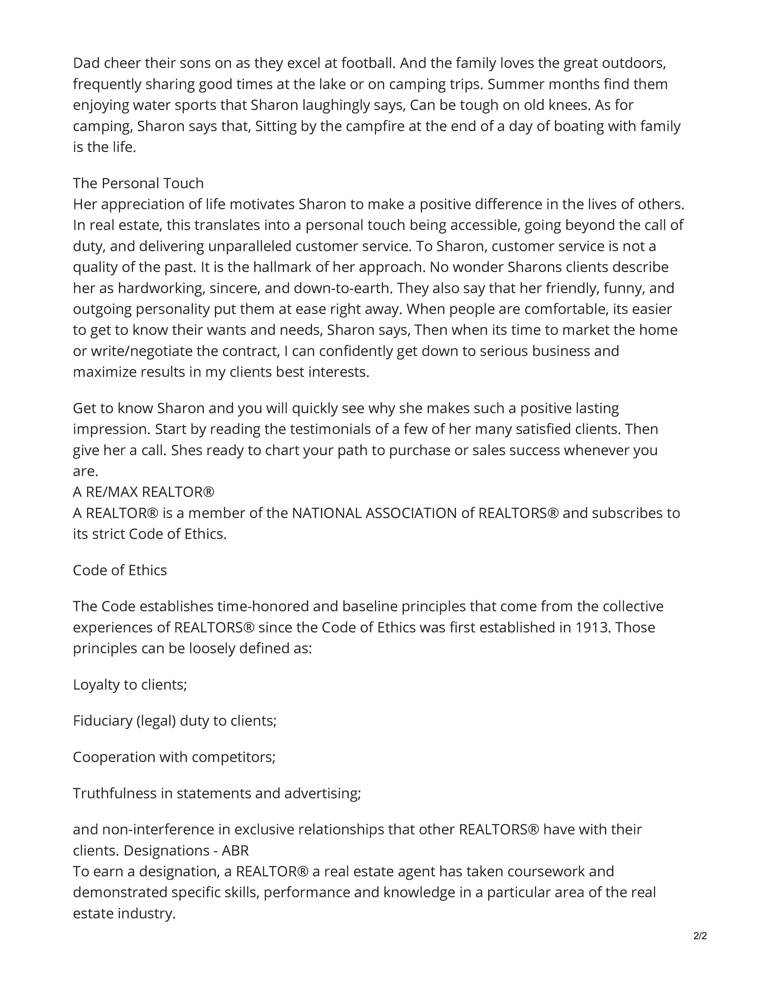 Realtor Bio (page 2)
